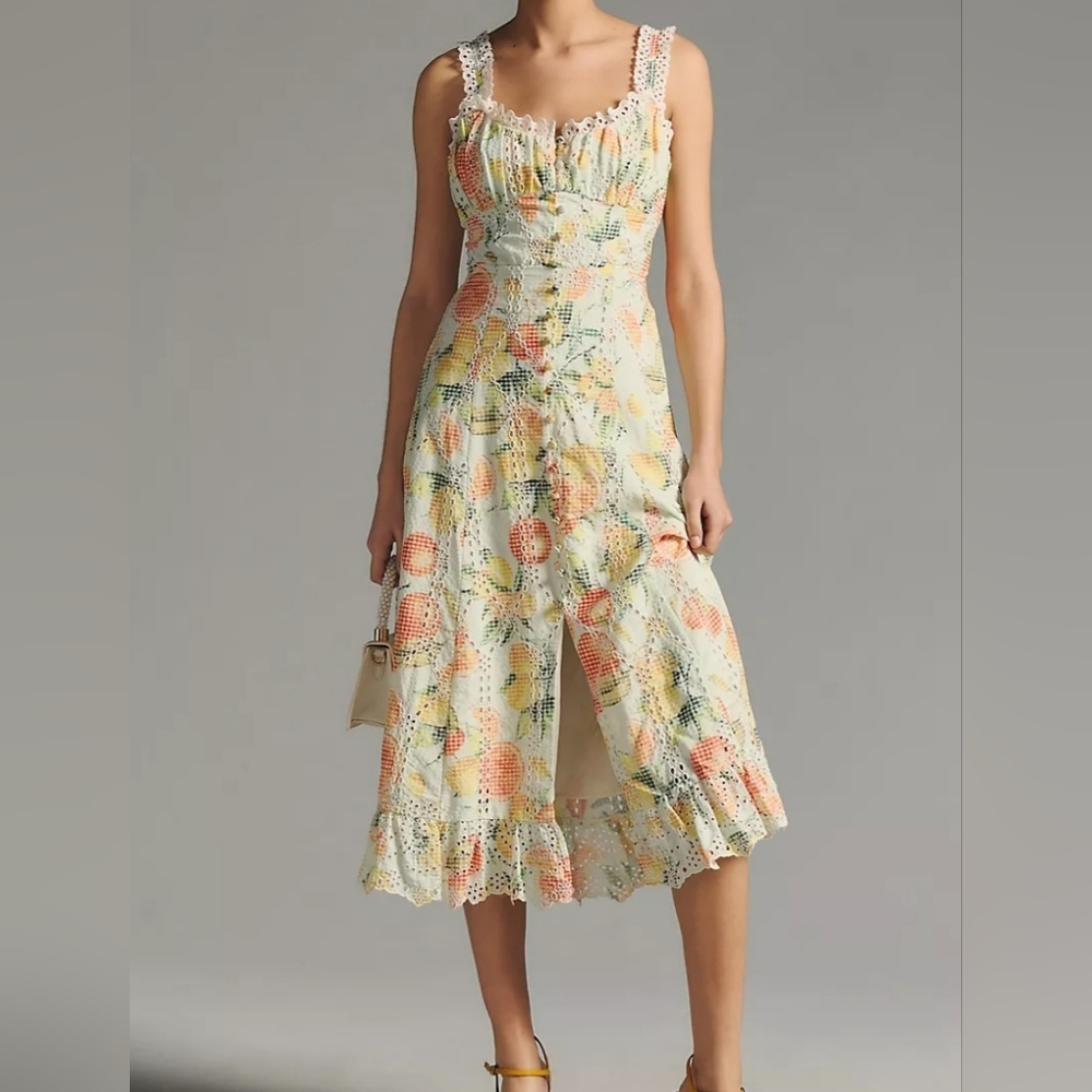 Anthropologie Ruffled Eyelet dress NWT